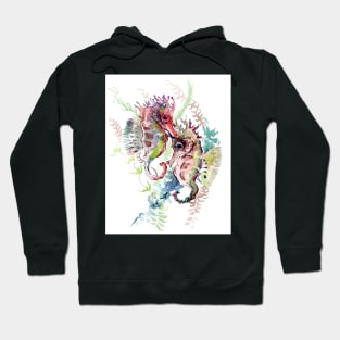 Seahorse, soft Coral Pink Gray artwork Hoodie